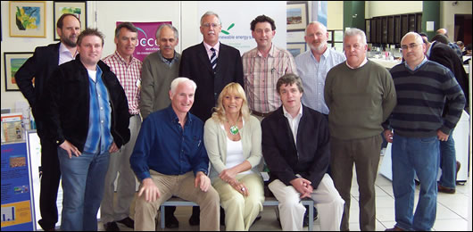 Renewed Concerns Dick Whelan of Renewable Energy Skills (front row, right) pictured with Minster Tony Killeen, TV presenter Duncan Stewart and Renewable Energy Skills members and management team. Whelan told Construct Ireland that the company insisted on appointing tutors with practical experience. “We believe it's important that practitioners provide the training. The trainers we had were actually installers. They have hands on experience,” he said.