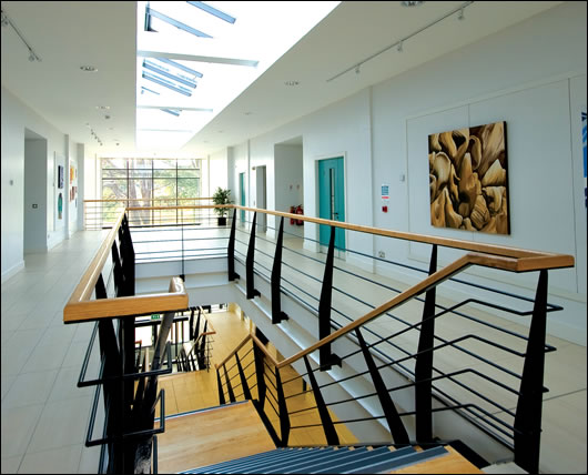 Wall and roof glazing forms an important part of the building's energy saving design, significantly reducing the need for artificial lighting Wall and roof glazing forms an important part of the building's energy saving design, significantly reducing the need for artificial lighting