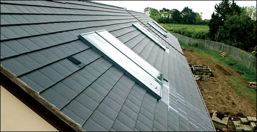 The solar panels which adorn the roofs of each house can supply the majority of a household's domestic hot water needs; The solar panels which adorn the roofs of each house can supply the majority of a household's domestic hot water needs;
