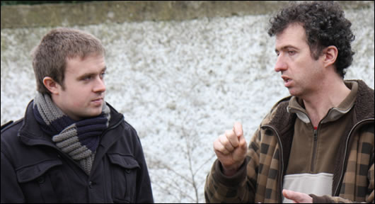 Construct Ireland journalist Lenny Antonelli (left) speaks to Viking House’s Seamus O’Loughlin (right) on site in Glasnevin Construct Ireland journalist Lenny Antonelli (left) speaks to Viking House’s Seamus O’Loughlin (right) on site in Glasnevin