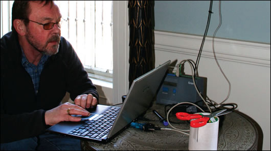 Dr Paul Baker setting up heat flux monitor and data logger in 10 North Great Georges Street Dr Paul Baker setting up heat flux monitor and data logger in 10 North Great Georges Street