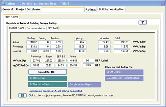 Figure 3: iSBEM ratings page for case study building as existing Figure 3: iSBEM ratings page for case study building as existing