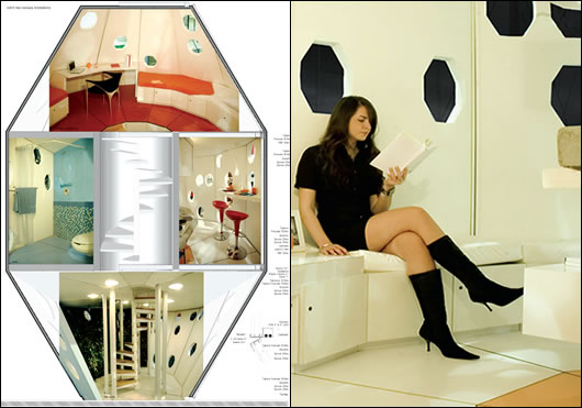 The pod has three floors and includes a hydroponic garden, kitchen, bathroom and bedroom; it was designed to comfortably accommodate two to three people The pod has three floors and includes a hydroponic garden, kitchen, bathroom and bedroom; it was designed to comfortably accommodate two to three people